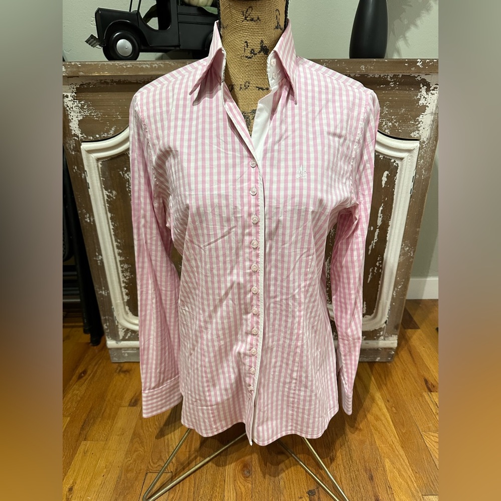 Ladies 12 Fior da Liso Pink Button Down Dress Shirt